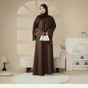 Brown Long Sleeve Bell Sleeve Abaya